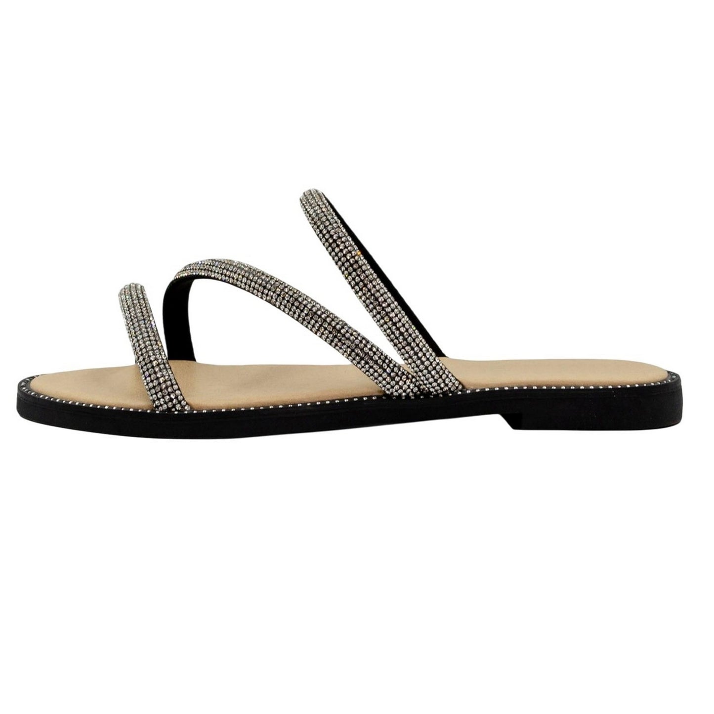 Black - Back - Where´s That From Womens-Ladies Sparkling Strappy Flat Sandals