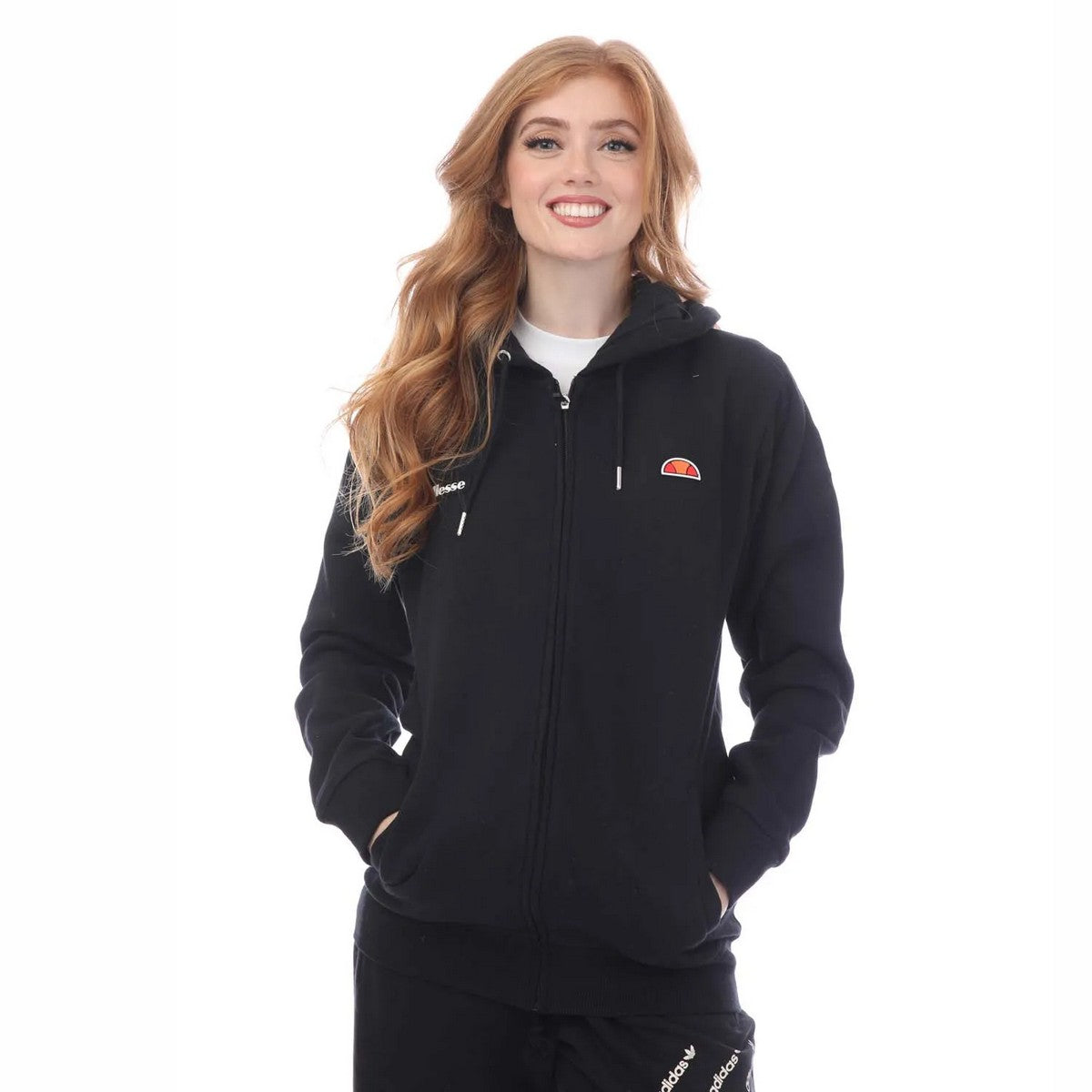 Black - Side - Ellesse Womens-Ladies Henicea Regular Full Zip Hoodie