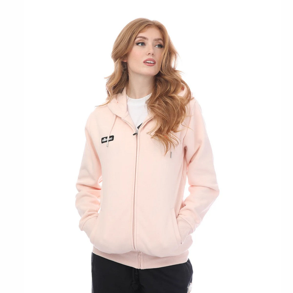 Pink - Side - Ellesse Womens-Ladies Henicea Regular Full Zip Hoodie