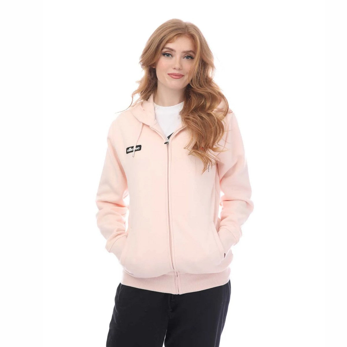 Pink - Front - Ellesse Womens-Ladies Henicea Regular Full Zip Hoodie