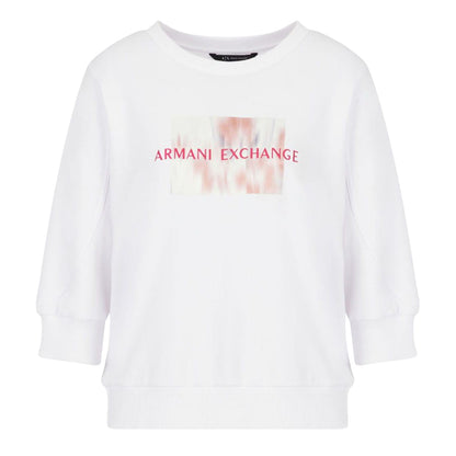White - Front - Armani Exchange Womens-Ladies Crew Neck Sweatshirt