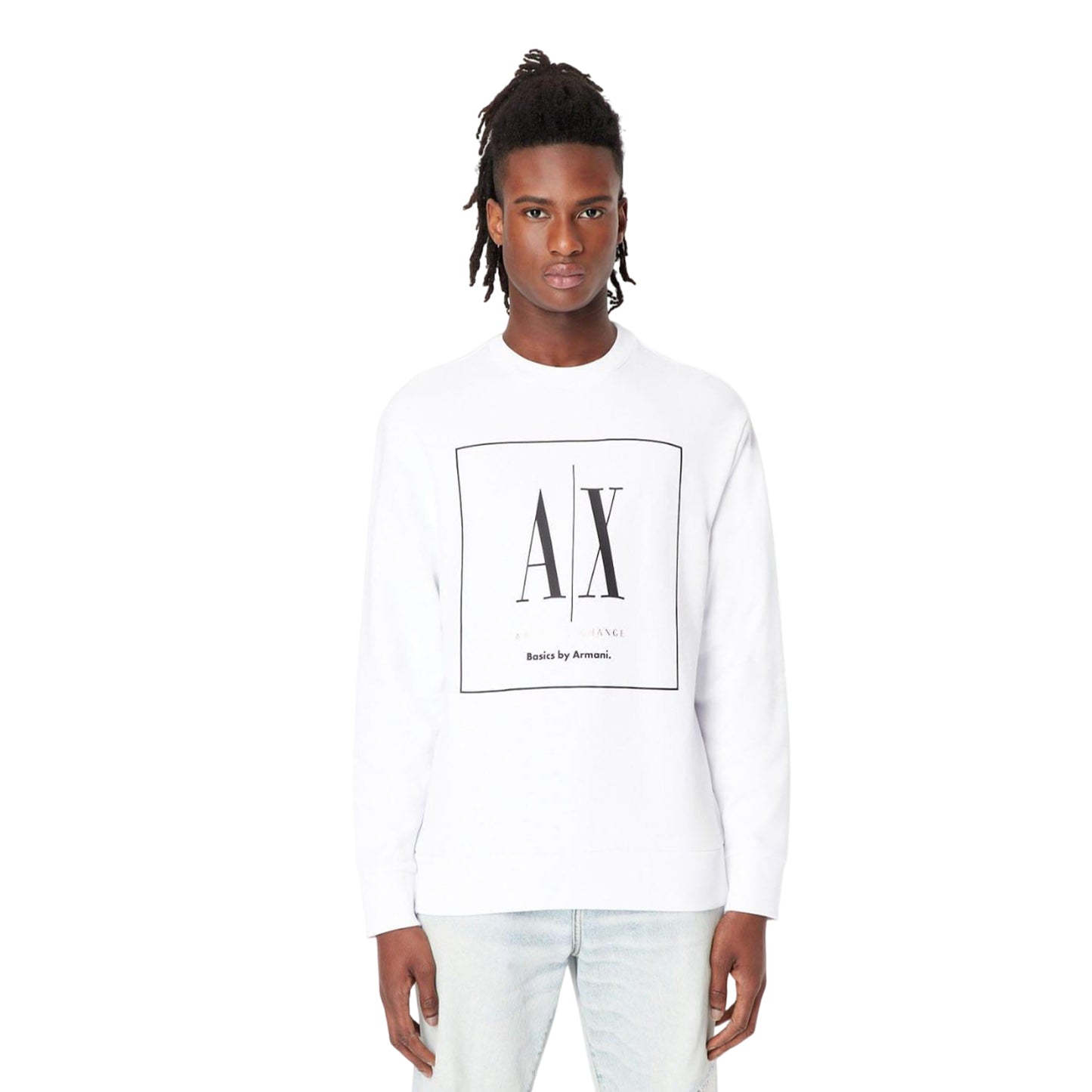 White - Side - Armani Exchange Mens Crew Neck Sweatshirt