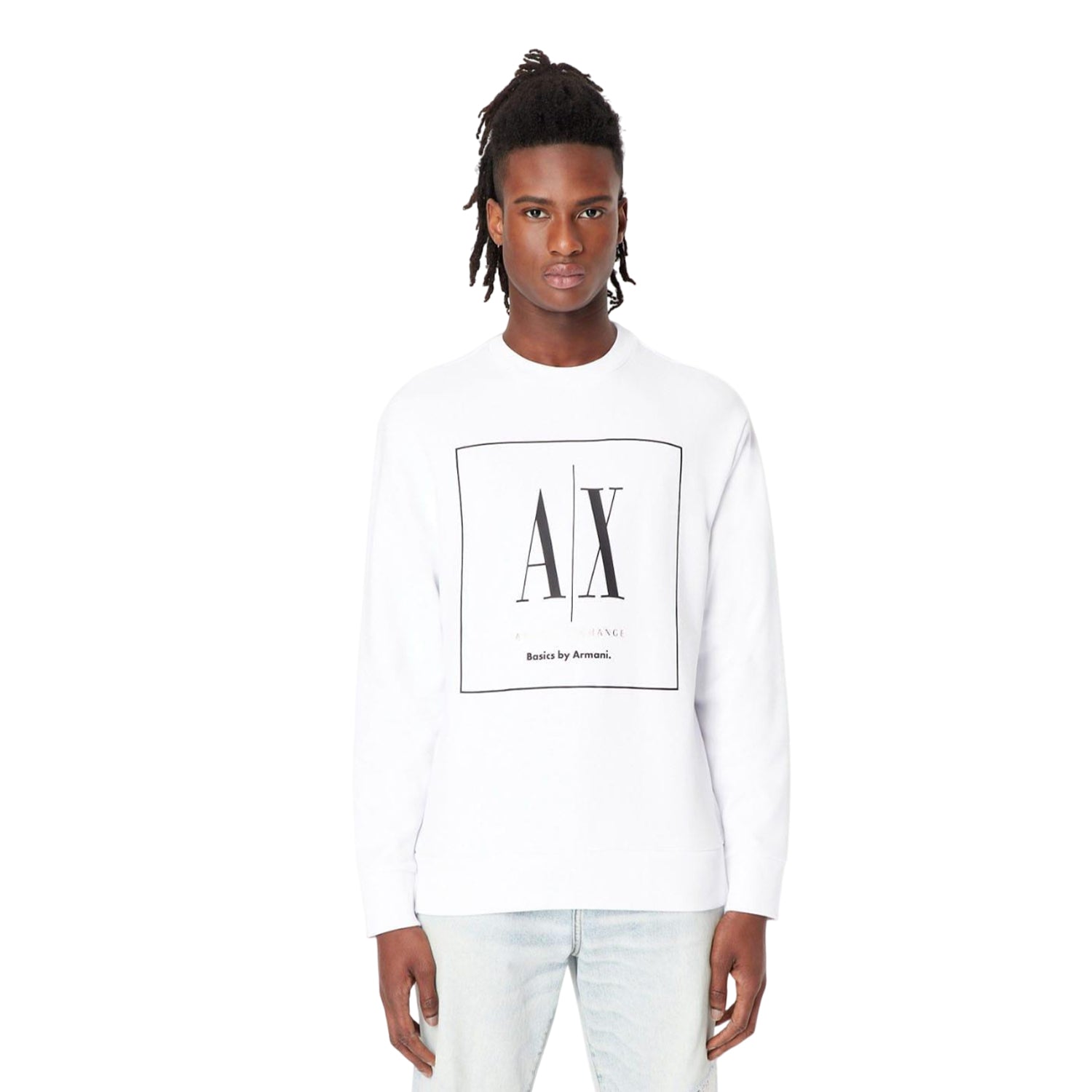 White - Side - Armani Exchange Mens Crew Neck Sweatshirt