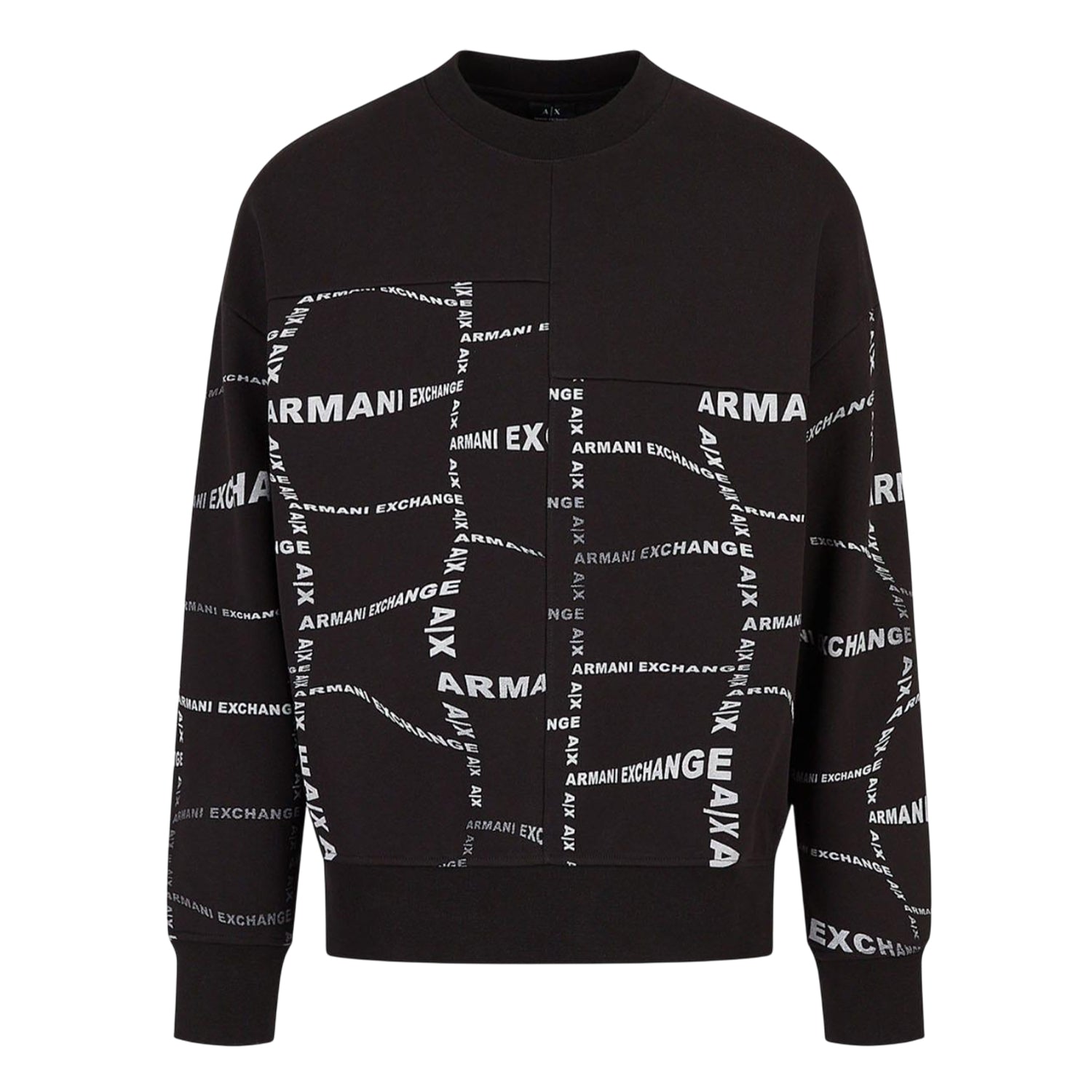 Black - Front - Armani Exchange Mens Crew Neck Sweatshirt