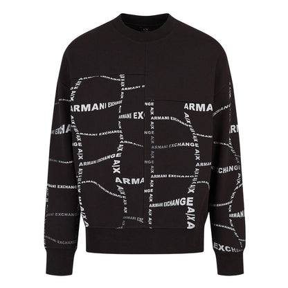 Black - Front - Armani Exchange Mens Crew Neck Sweatshirt