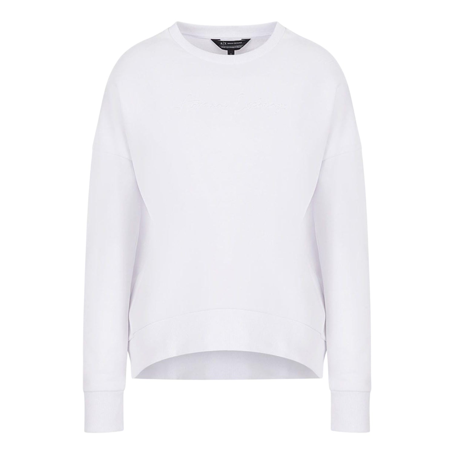White - Front - Armani Exchange Womens-Ladies Crew Neck Sweatshirt