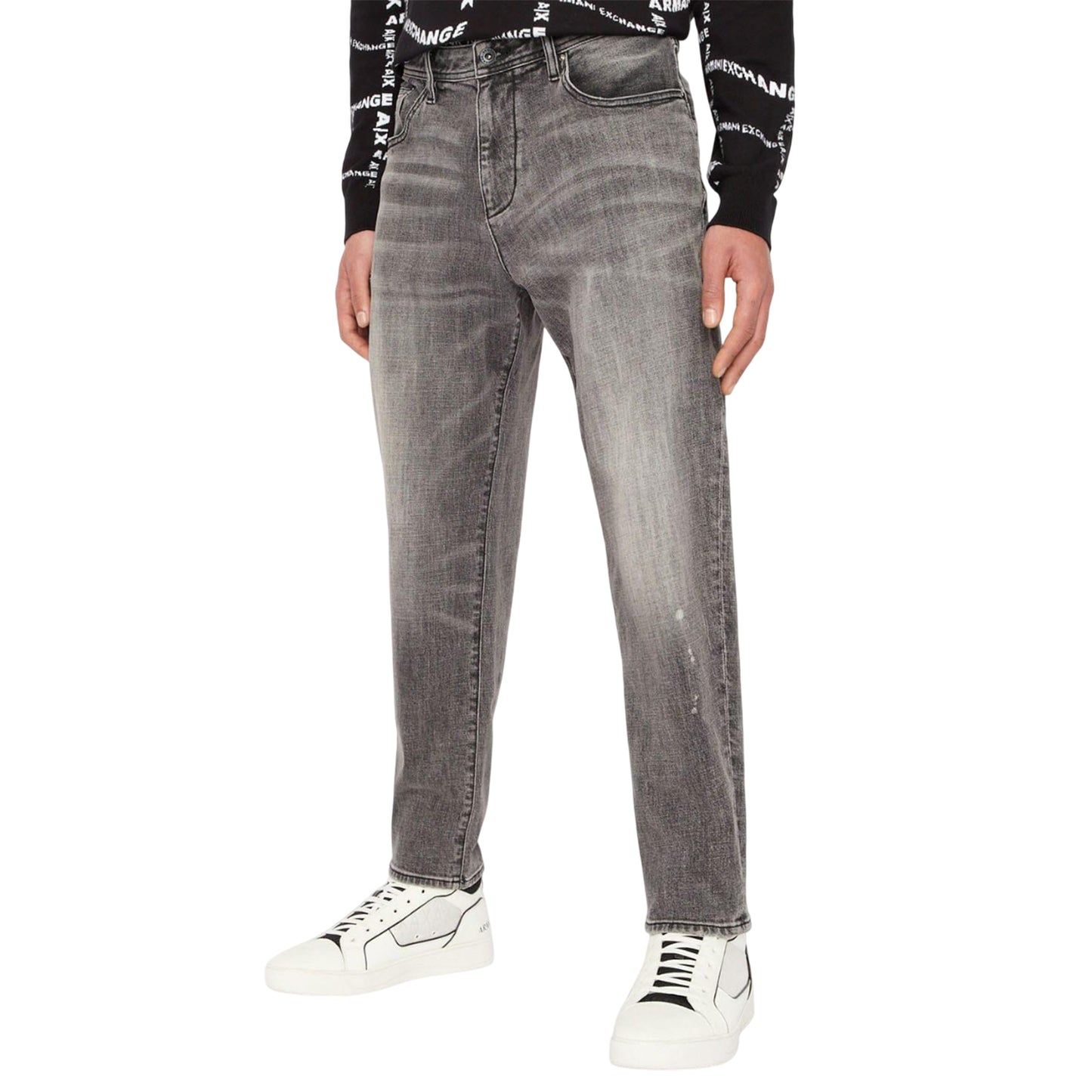 Grey - Side - Armani Exchange Mens J90 Carrot Fit Jeans