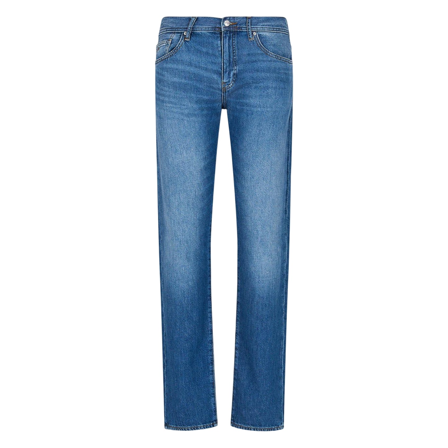 Indigo - Front - Armani Exchange Mens J16 Leather Patch Straight Jeans