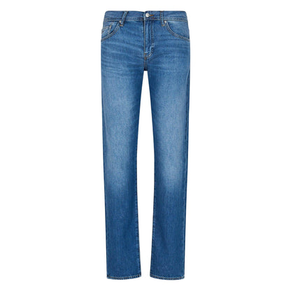 Indigo - Front - Armani Exchange Mens J16 Leather Patch Straight Jeans