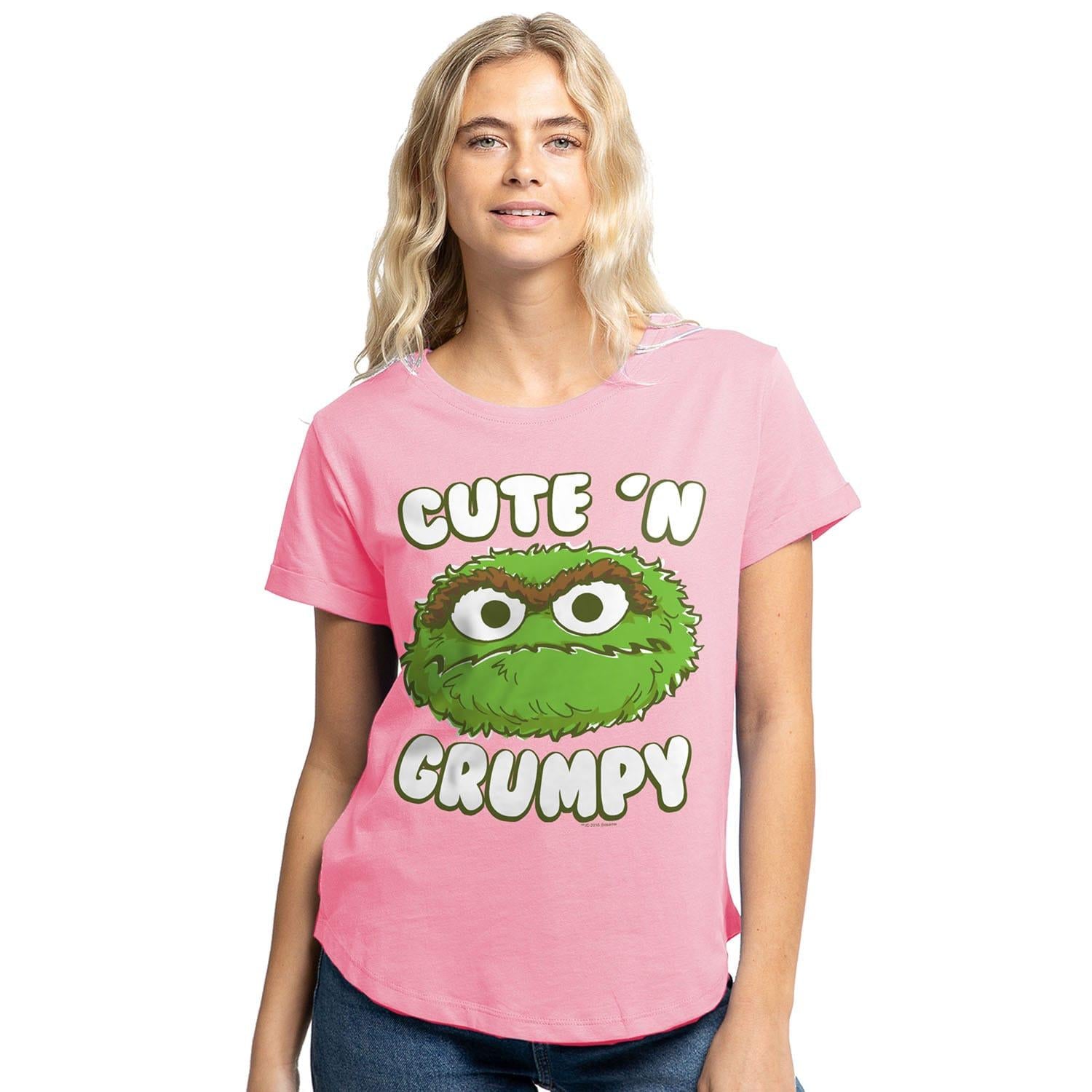 Pink - Front - Sesame Street Womens-Ladies Cute N Grumpy T-Shirt