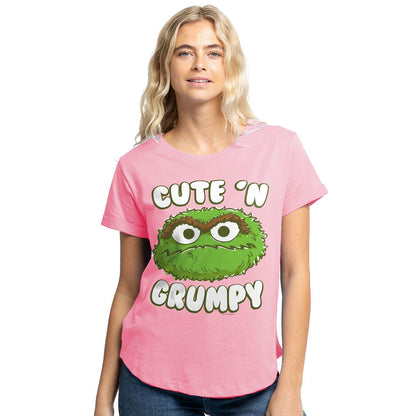 Pink - Front - Sesame Street Womens-Ladies Cute N Grumpy T-Shirt