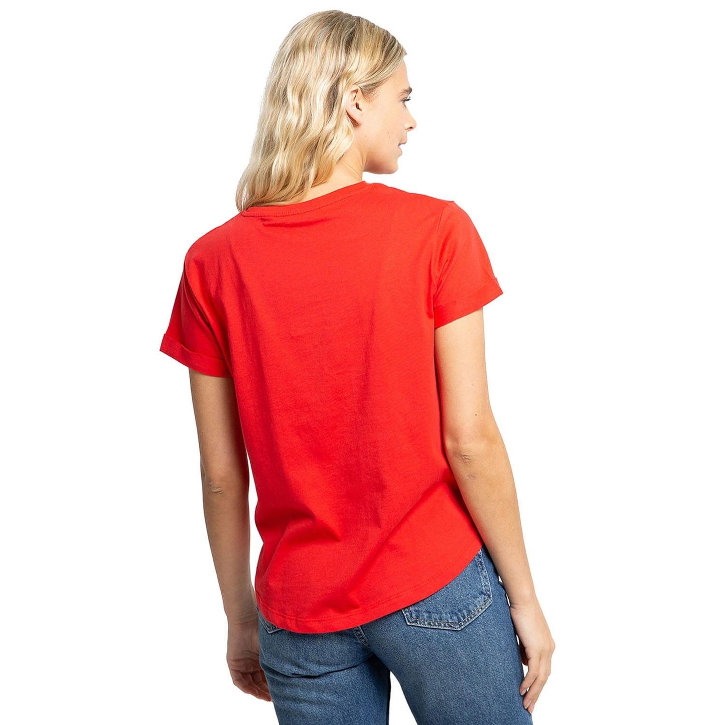 Red - Back - Sesame Street Womens-Ladies Elmo Face T-Shirt