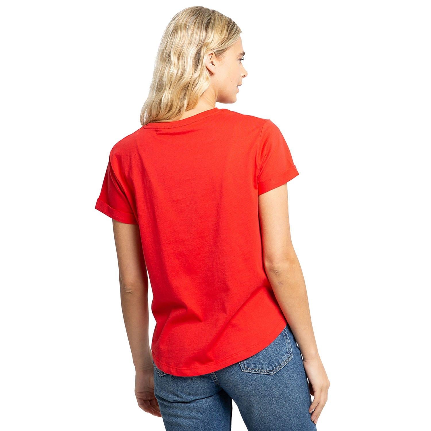 Red - Back - Sesame Street Womens-Ladies Elmo Face T-Shirt