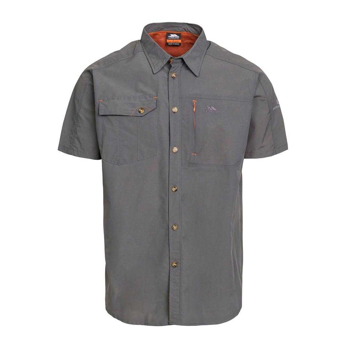Grey - Front - Trespass Mens Lowrel Mosquito Repellent Short-Sleeved Shirt