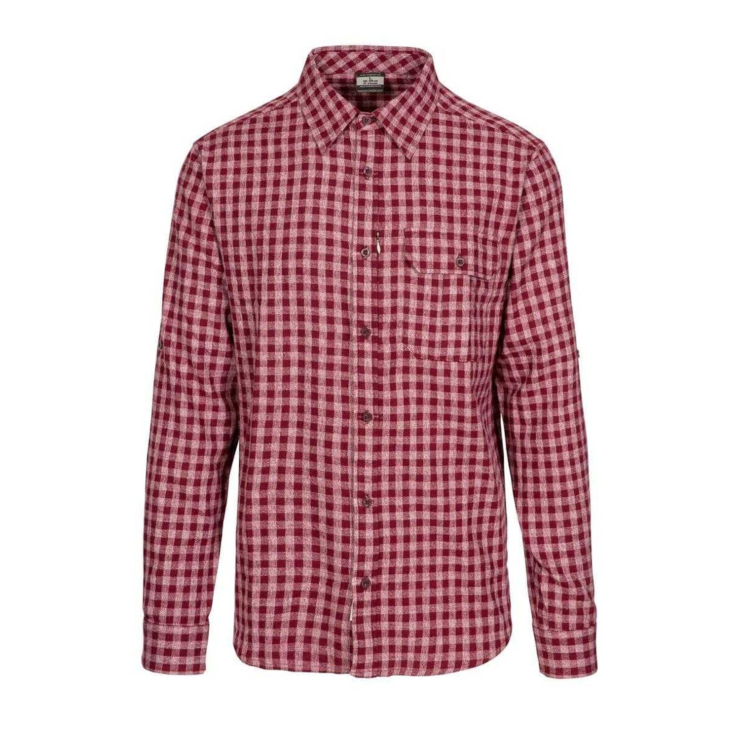 Red - Front - Trespass Mens Participate Checked Cotton Shirt