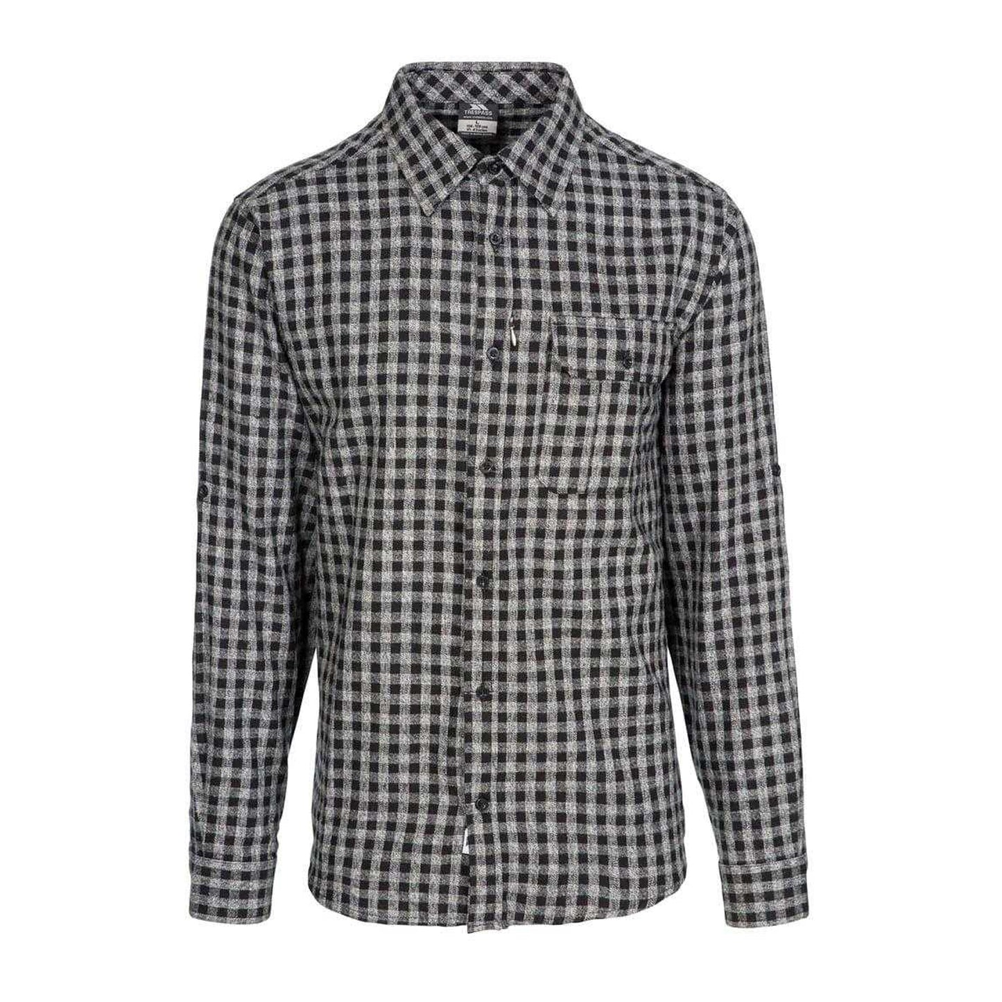 Black - Front - Trespass Mens Participate Checked Cotton Shirt