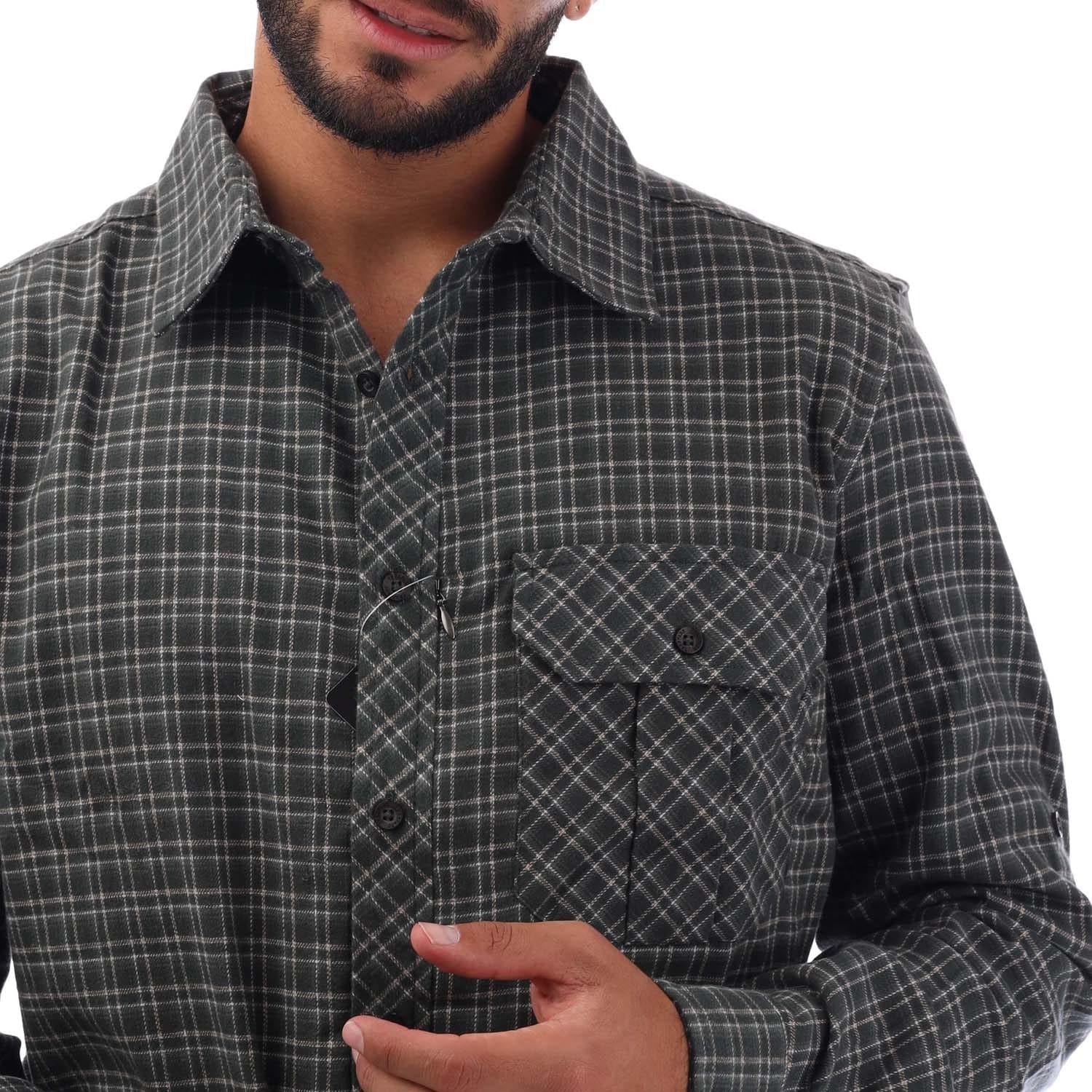 Green - Side - Trespass Mens Snyper Checked Shirt
