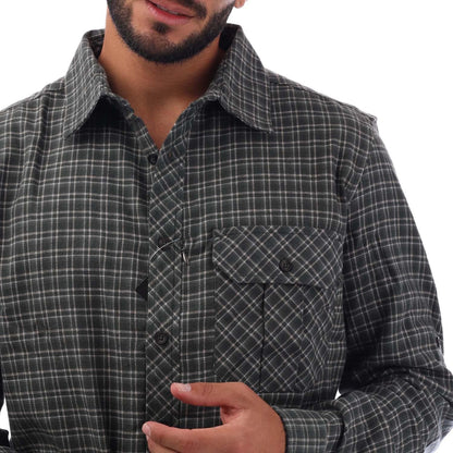 Green - Side - Trespass Mens Snyper Checked Shirt