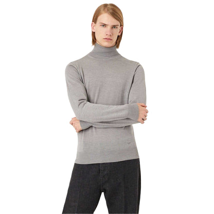 Grey - Side - Emporio Armani Mens Roll Neck Sweater Top