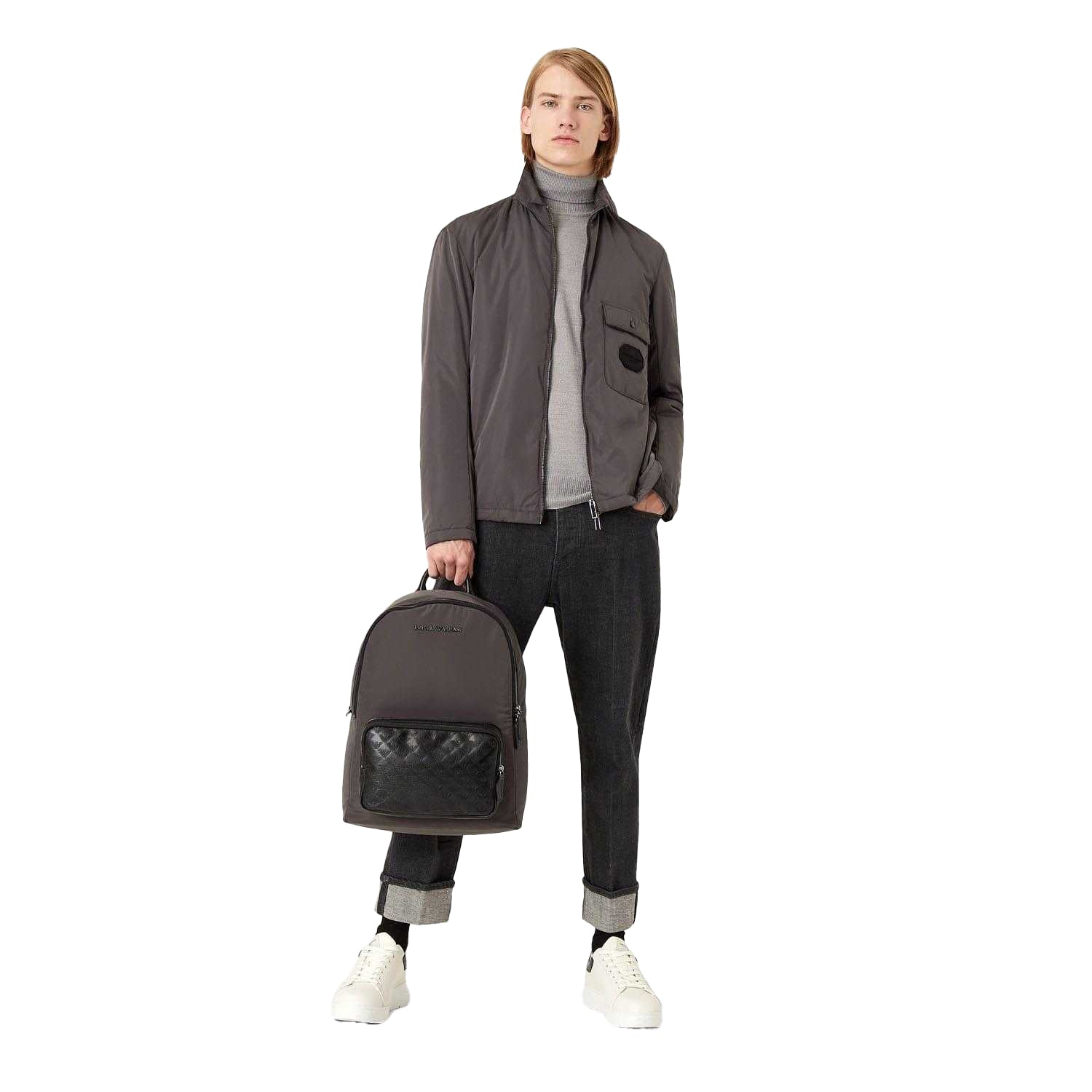 Grey - Lifestyle - Emporio Armani Mens Roll Neck Sweater Top
