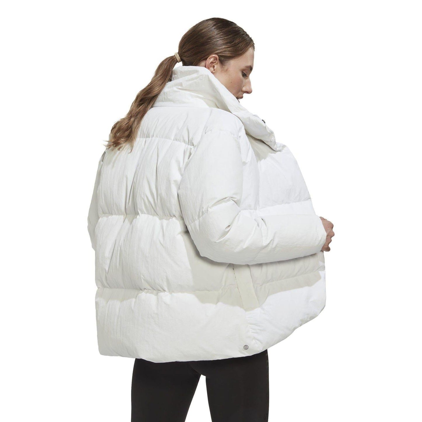 White - Back - Adidas Womens-Ladies Baffled Padded Down Jacket