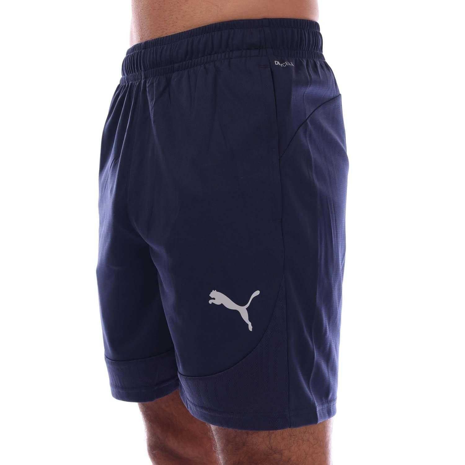 Navy - Side - Puma Mens TeamFinal Slim Training Shorts