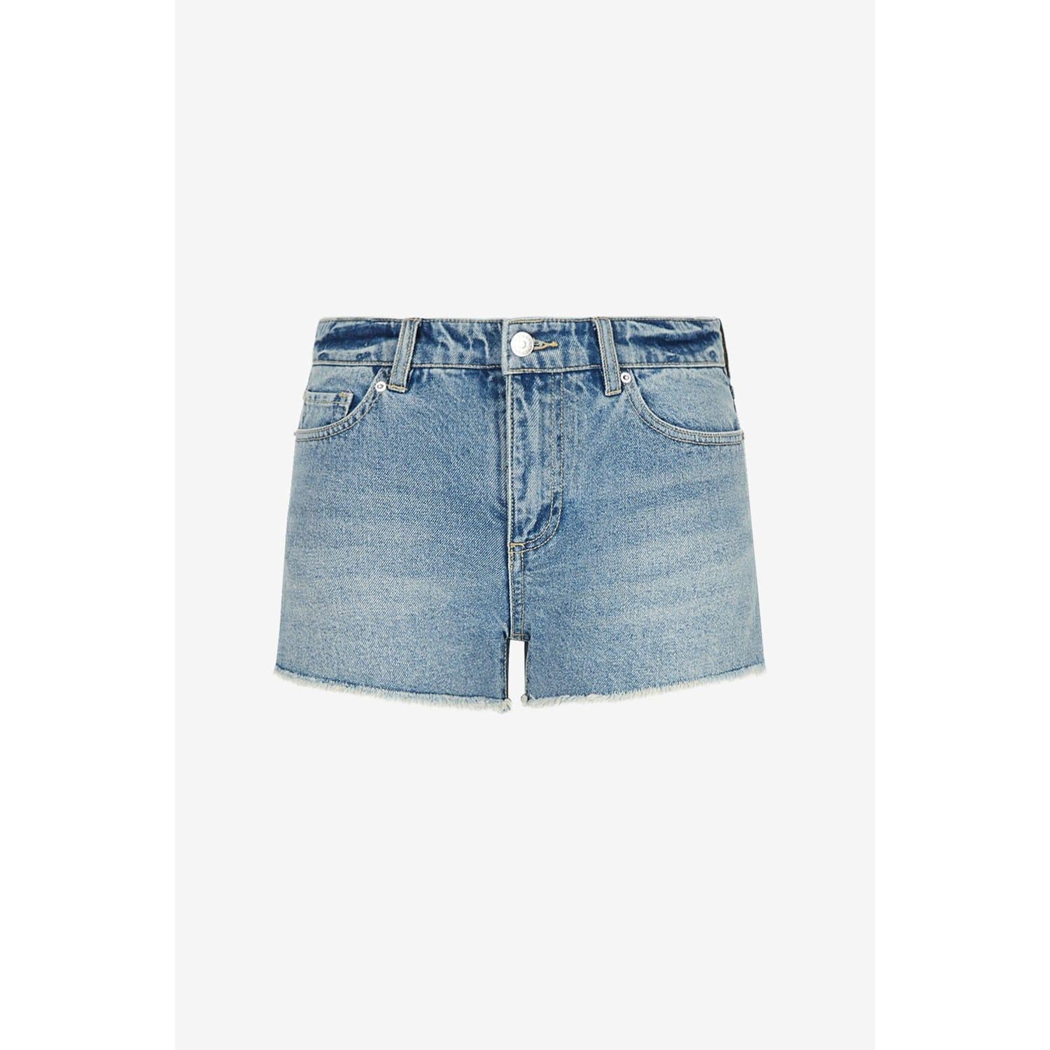 Indigo - Side - Armani Exchange Womens-Ladies J59 Denim Shorts