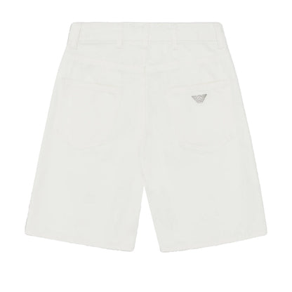 White - Back - Emporio Armani Childrens-Kids Denim Shorts