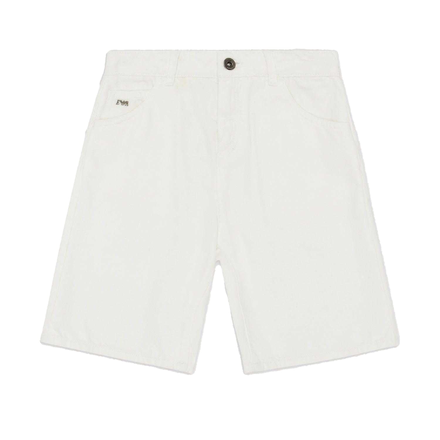 White - Front - Emporio Armani Childrens-Kids Denim Shorts