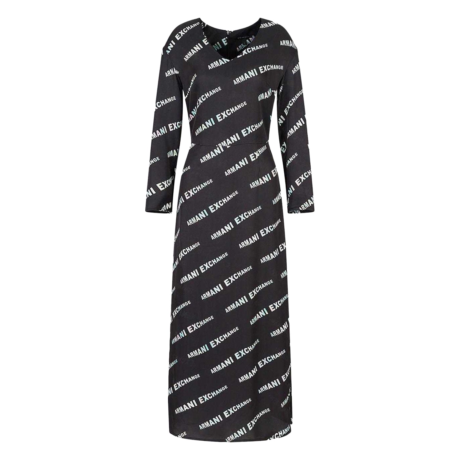 Black - Front - Armani Exchange Womens-Ladies Logo Dress