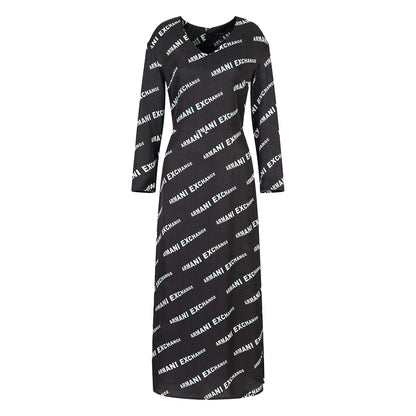 Black - Front - Armani Exchange Womens-Ladies Logo Dress