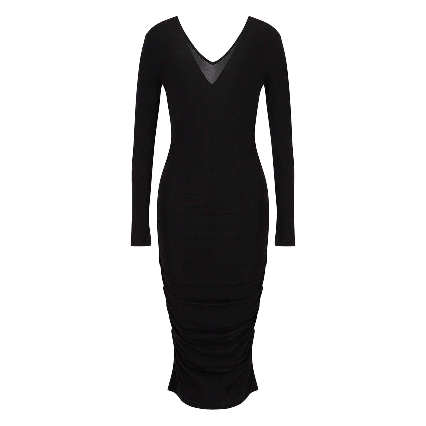 Black - Front - Armani Exchange Womens-Ladies V Neck Bodycon Dress
