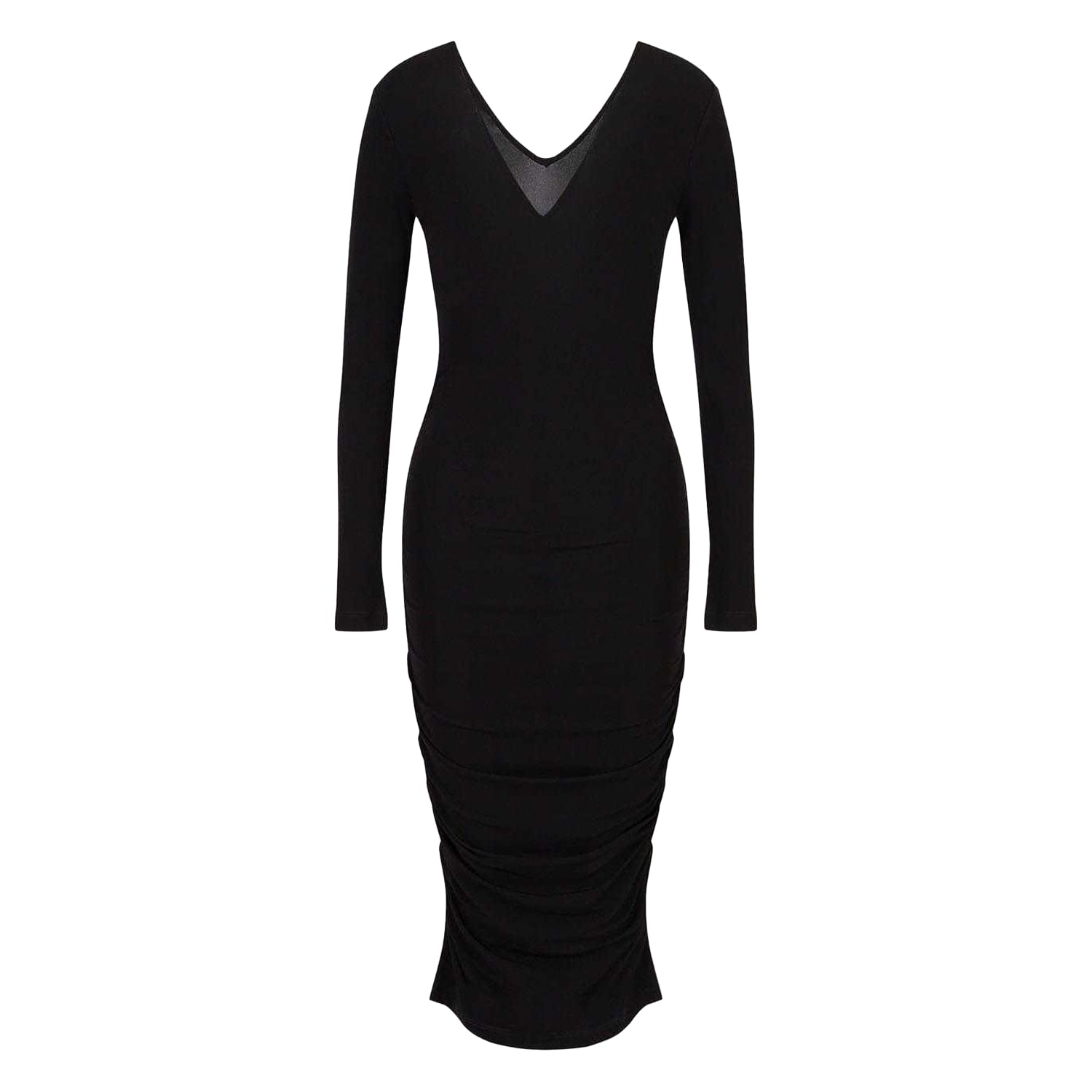 Black - Front - Armani Exchange Womens-Ladies V Neck Bodycon Dress