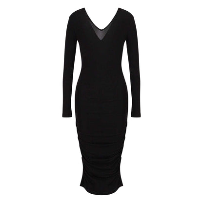 Black - Front - Armani Exchange Womens-Ladies V Neck Bodycon Dress