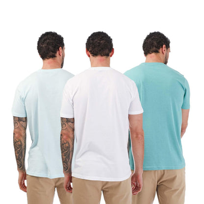 Sky Blue-White-Blue - Back - Farah Mens Sheton T-Shirt (Pack of 3)