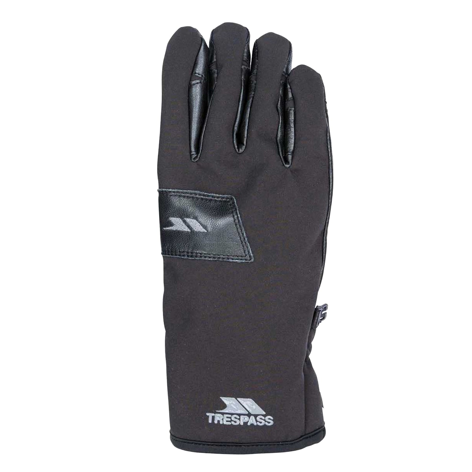 Black - Back - Trespass Unisex Adult Alpini Waterproof Leather Palm Gloves