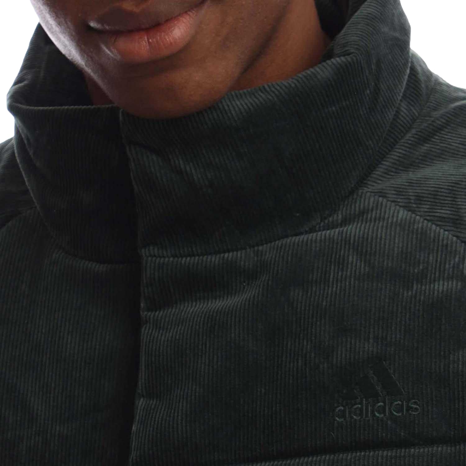 Green - Side - Adidas Mens Corded Down Jacket