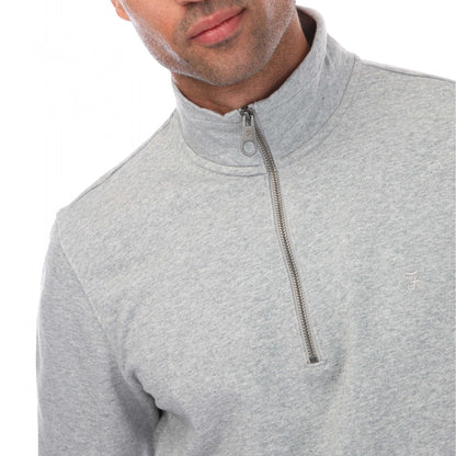 Grey Marl - Side - Farah Mens Aintree Half Zip Sweatshirt