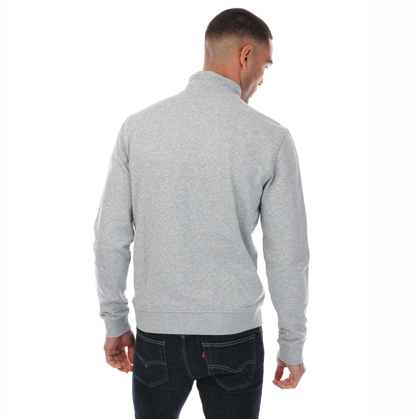 Grey Marl - Back - Farah Mens Aintree Half Zip Sweatshirt