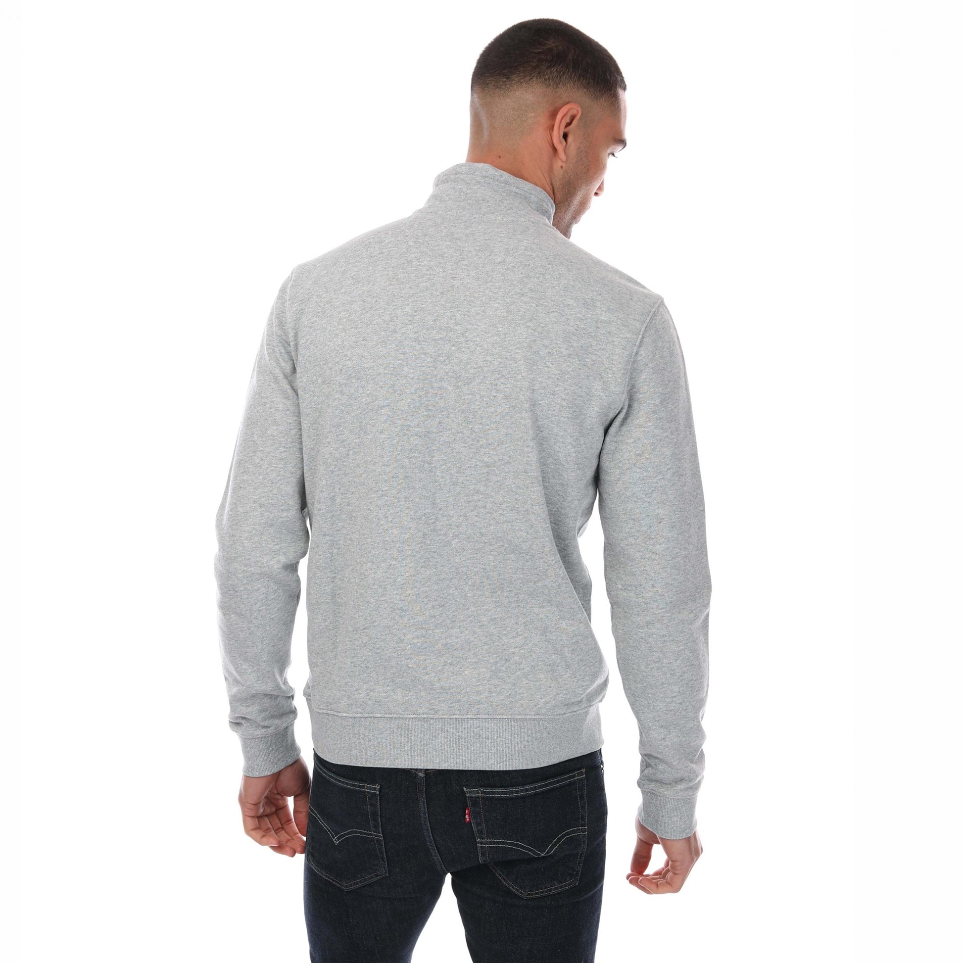 Grey Marl - Back - Farah Mens Aintree Half Zip Sweatshirt