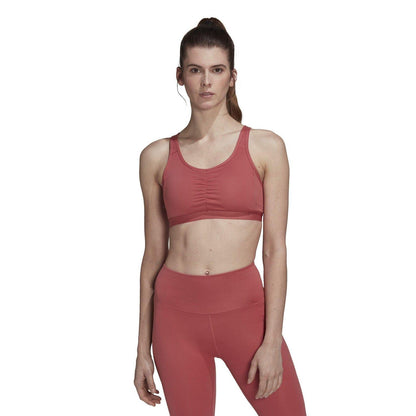 Red - Side - Adidas Womens-Ladies Coreessentials Medium Support Bra