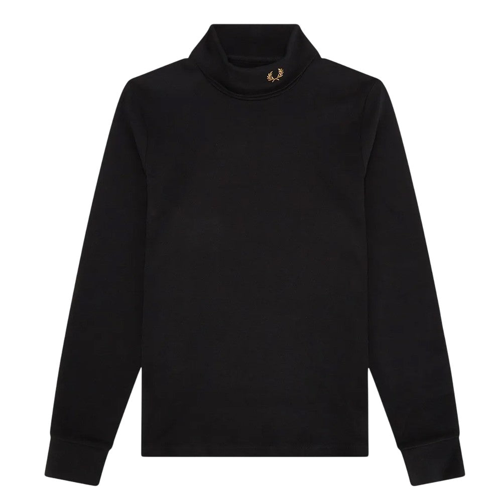 Black - Front - Fred Perry Mens Roll Neck Sweatshirt
