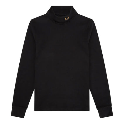 Black - Front - Fred Perry Mens Roll Neck Sweatshirt