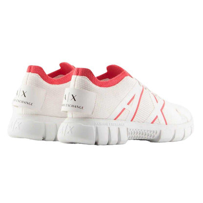 White-Pink - Back - Armani Exchange Womens-Ladies Contrast Trainers