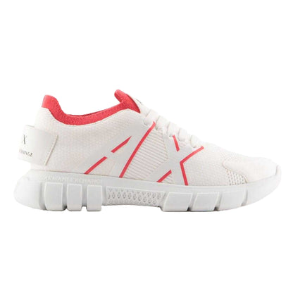 White-Pink - Side - Armani Exchange Womens-Ladies Contrast Trainers