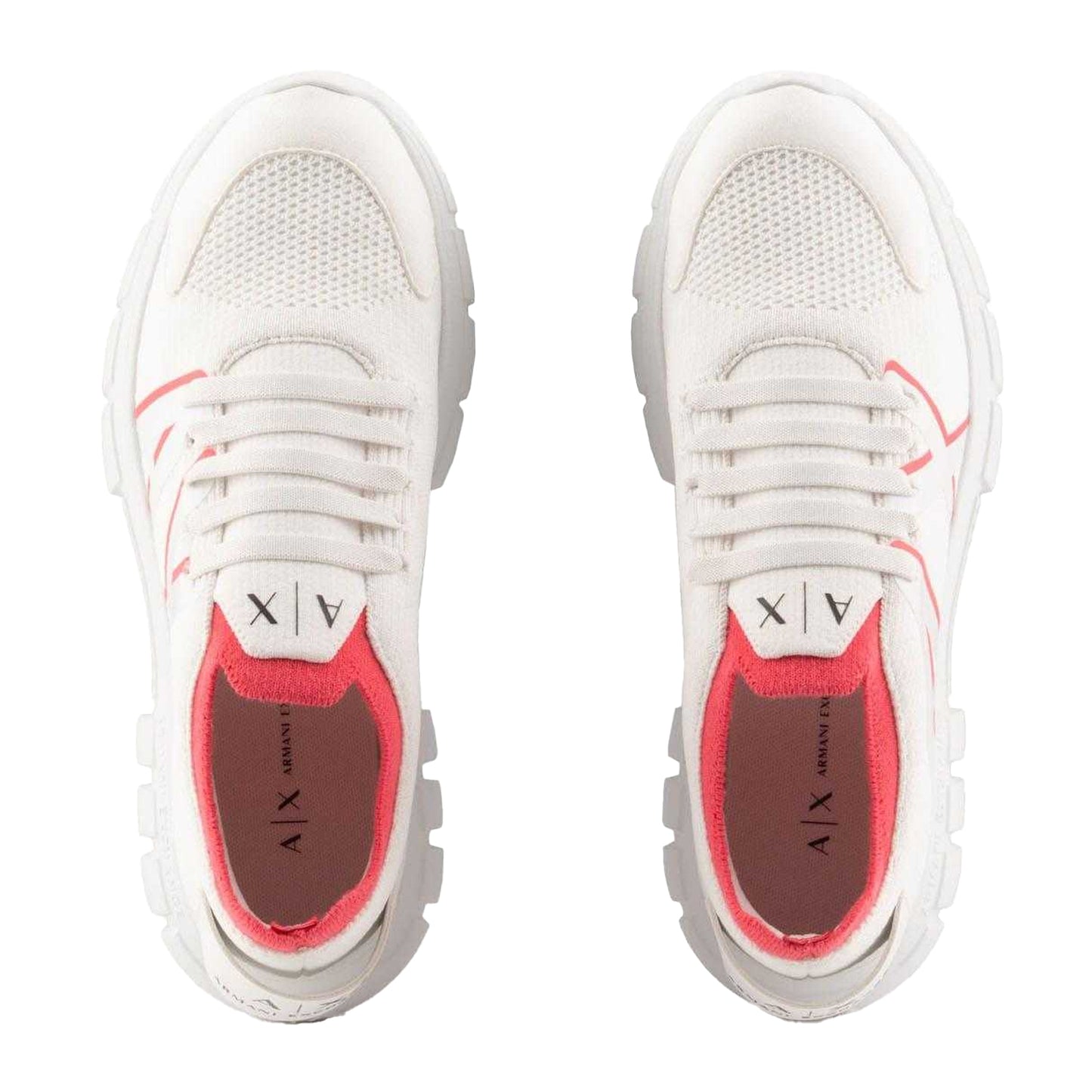 White-Pink - Lifestyle - Armani Exchange Womens-Ladies Contrast Trainers