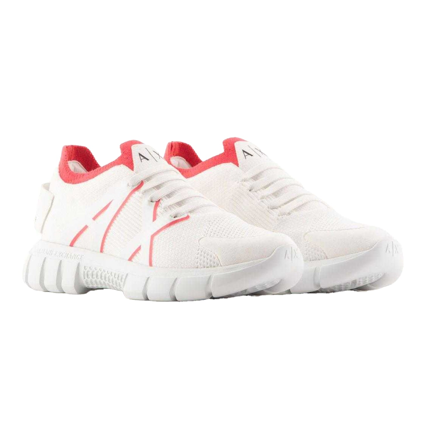 White-Pink - Front - Armani Exchange Womens-Ladies Contrast Trainers