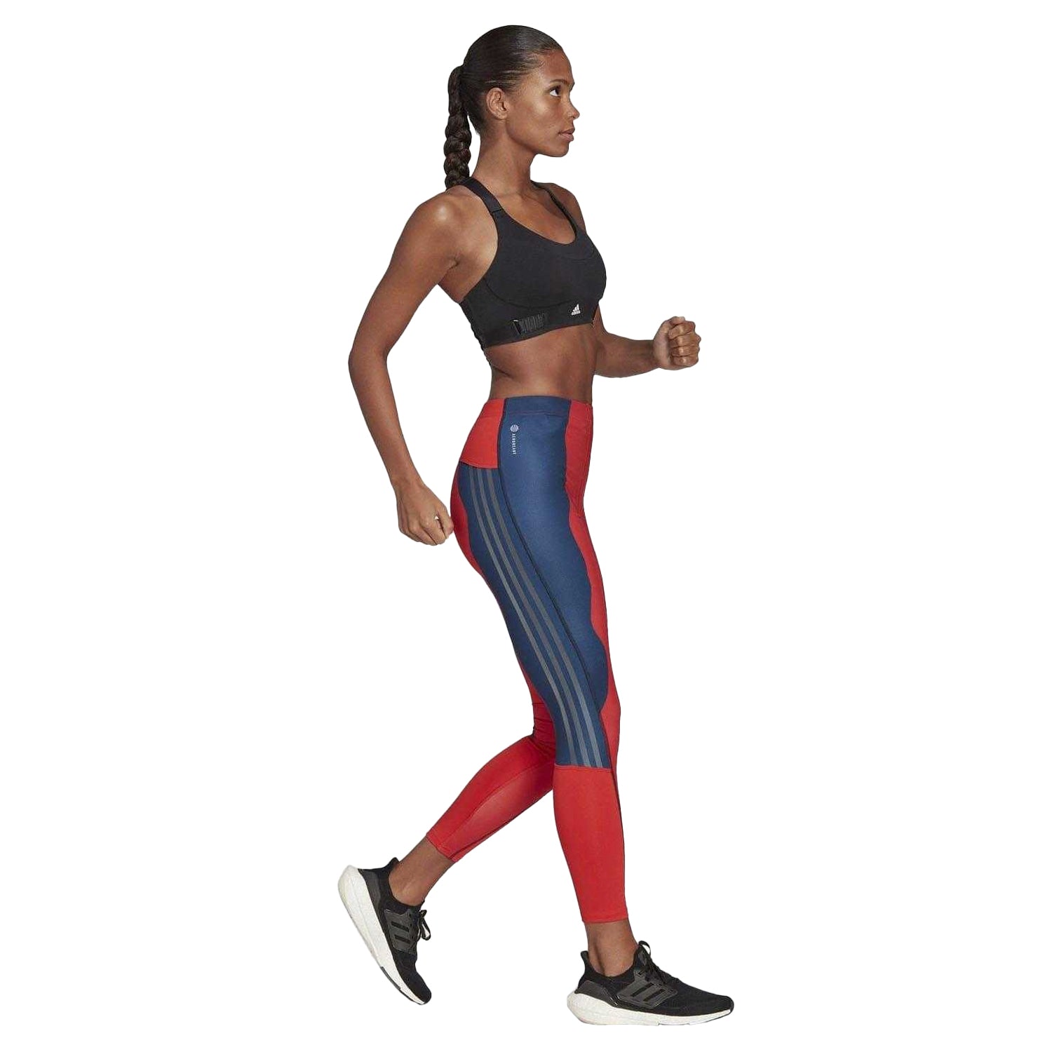 Black - Side - Adidas Womens-Ladies Marimekko Run Icons 3 Stripes Leggings