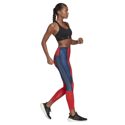 Black - Side - Adidas Womens-Ladies Marimekko Run Icons 3 Stripes Leggings