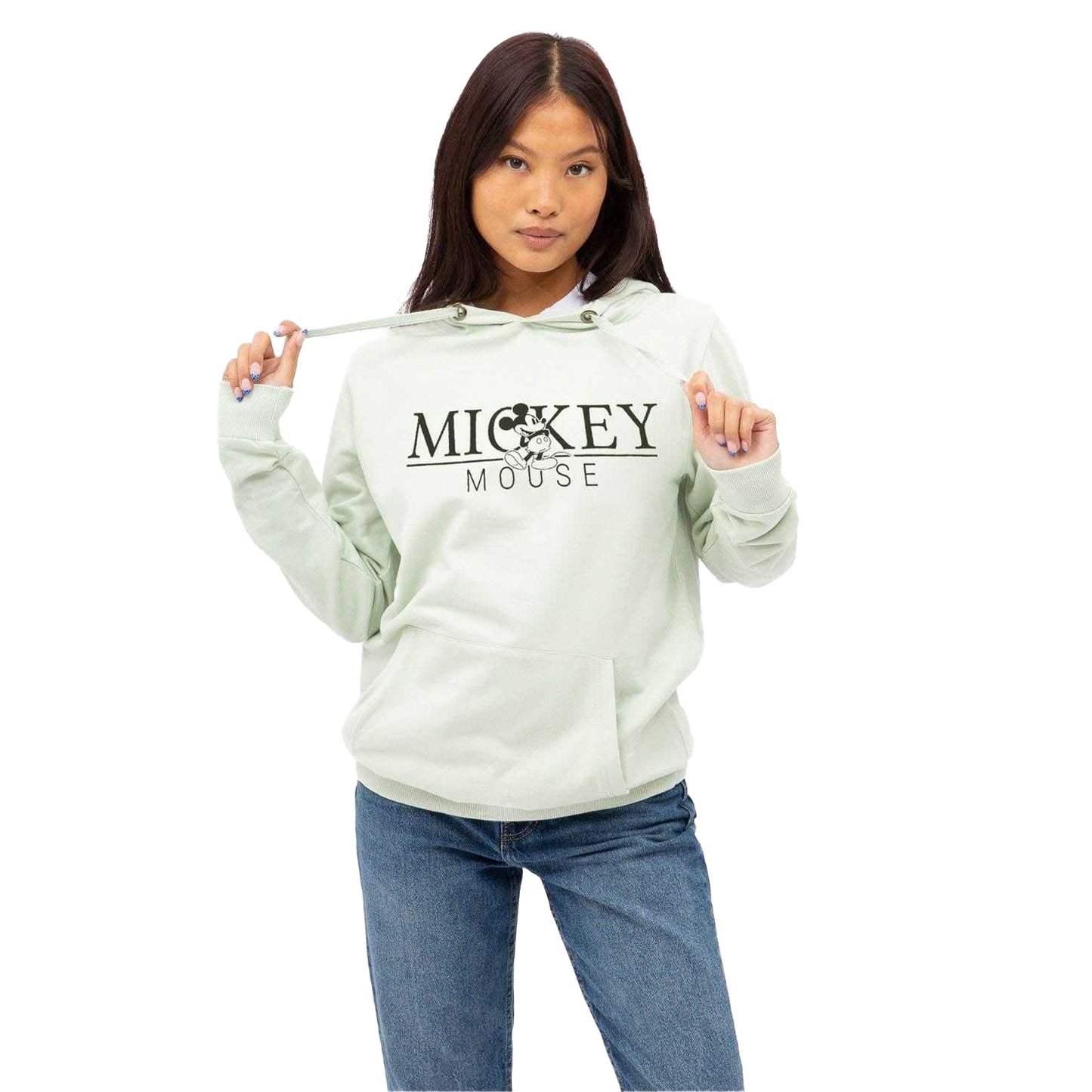 Green - Side - Disney Womens-Ladies Mickey Mouse Hoodie